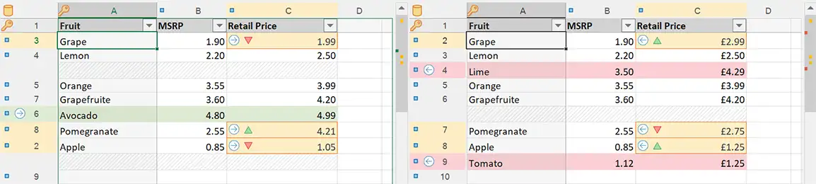 Compare two worksheets in xlCompare