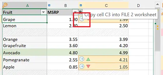 Merge cells command in xlCompare